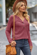 Load image into Gallery viewer, Ribbed Half Button Long Sleeve Knit Top (multiple color options)
