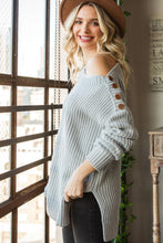 Load image into Gallery viewer, Side Slit Boat Neck Long Sleeve Sweater
