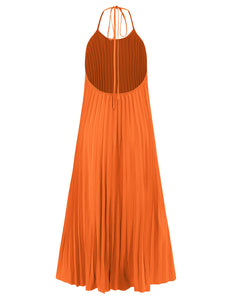 Pleated Halter Neck Sleeveless Dress (multiple color options)