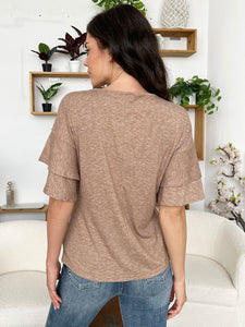 V-Neck Layered Sleeve Top(multiple color options)