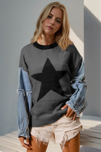 Load image into Gallery viewer, Star Pattern Raw Edge Long Sleeve Sweater (multiple color options)
