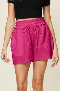 Texture Raw Trim Drawstring Shorts (multiple color options)
