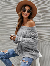 Load image into Gallery viewer, Cable Knit Openwork Off-Shoulder Sweater (multiple color options)
