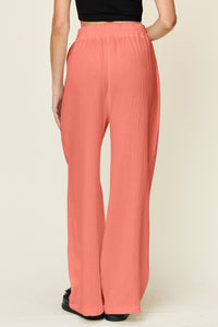 Texture Drawstring Wide Leg Pants (multiple color options)