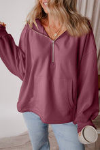 Load image into Gallery viewer, Pocketed Half Zip Dropped Shoulder Hoodie (multiple color options)
