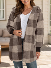 Load image into Gallery viewer, Plaid Long Sleeve Hooded Coat (multiple color options)
