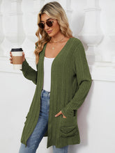 Load image into Gallery viewer, Pocketed Open Front Long Sleeve Cardigan (multiple color options)
