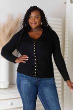 Load image into Gallery viewer, The Cool Factor V-Neck Long Sleeve Cardigan Top in Black
