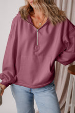 Load image into Gallery viewer, Pocketed Half Zip Dropped Shoulder Hoodie (multiple color options)
