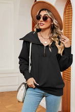 Load image into Gallery viewer, Half Zip Lantern Sleeve Sweatshirt  (multiple color options)
