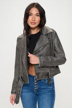 Load image into Gallery viewer, Zip Up Biker Jacket with Belt
