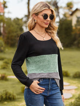 Load image into Gallery viewer, Color Block Square Neck Long Sleeve T-Shirt (multiple color options)
