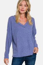 Load image into Gallery viewer, Ribbed V-Neck Drop Shoulder Top in Marlin
