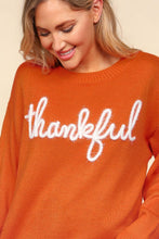 Load image into Gallery viewer, Thankful Metallic Glitter Embroidery Sweater
