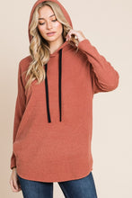 Load image into Gallery viewer, Contrast Drawstring Drop Shoulder Knit Hoodie
