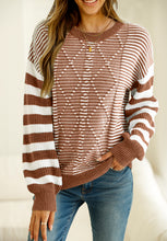 Load image into Gallery viewer, Striped Round Neck Dropped Shoulder Sweater (multiple color options)
