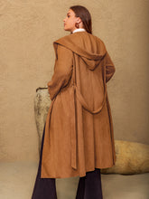 Load image into Gallery viewer, Tied Long Sleeve Hooded Coat with Pockets
