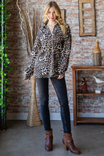 Load image into Gallery viewer, Leopard Johnny Collar Long Sleeve Top
