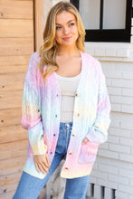 Load image into Gallery viewer, Face The Day Rainbow Ombre Cable Knit Cardigan
