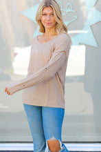 Load image into Gallery viewer, Dueling Dreams Distressed V Neck Sweater
