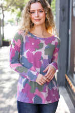 Load image into Gallery viewer, Beautiful You Magenta Floral Vintage Two Tone Knit Top
