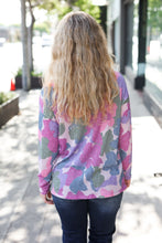 Load image into Gallery viewer, Beautiful You Magenta Floral Vintage Two Tone Knit Top
