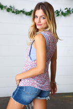 Load image into Gallery viewer, Coral &amp; Denim Stripe Floral Print Tank Top
