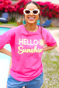 Feeling Joyful "Hello Sunshine" Embroidered French Terry Top