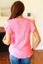 Load image into Gallery viewer, Hello Beautiful Two-Tone Wide Rib Ruffle Sleeve Top in Pink
