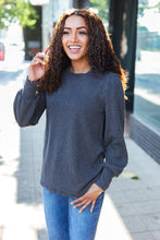 Load image into Gallery viewer, Everyday Rib Mineral Wash Long Sleeve Top in Charcoal
