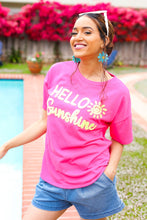 Load image into Gallery viewer, Feeling Joyful &quot;Hello Sunshine&quot; Embroidered French Terry Top
