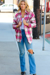 Playful in Plaid Fringe Button Down Shacket