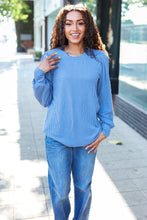 Load image into Gallery viewer, Everyday Rib Mineral Wash Long Sleeve Top in Vintage Denim
