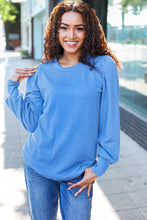 Load image into Gallery viewer, Everyday Rib Mineral Wash Long Sleeve Top in Vintage Denim
