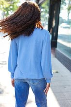 Load image into Gallery viewer, Everyday Rib Mineral Wash Long Sleeve Top in Vintage Denim
