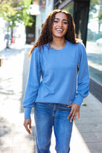 Load image into Gallery viewer, Everyday Rib Mineral Wash Long Sleeve Top in Vintage Denim
