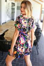 Load image into Gallery viewer, Live For Today Black Floral Surplice Woven Romper

