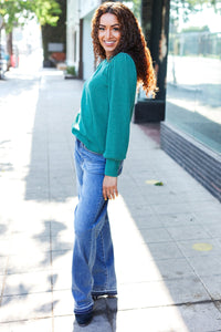 Everyday Rib Mineral Wash Long Sleeve Top in Hunter Green