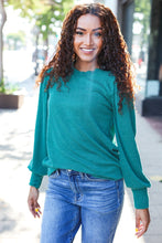 Load image into Gallery viewer, Everyday Rib Mineral Wash Long Sleeve Top in Hunter Green
