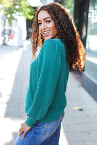 Everyday Rib Mineral Wash Long Sleeve Top in Hunter Green