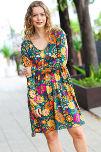 All About It Vibrant Floral Pocketed Dress