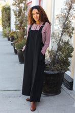 Load image into Gallery viewer, Feeing Joyful Black Wide Leg Adjustable Baggy Bib Jumpsuit
