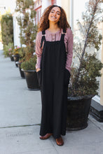 Load image into Gallery viewer, Feeing Joyful Black Wide Leg Adjustable Baggy Bib Jumpsuit
