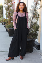 Load image into Gallery viewer, Feeing Joyful Black Wide Leg Adjustable Baggy Bib Jumpsuit
