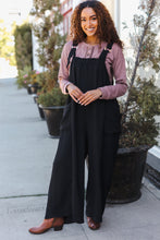 Load image into Gallery viewer, Feeing Joyful Black Wide Leg Adjustable Baggy Bib Jumpsuit
