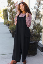 Load image into Gallery viewer, Feeing Joyful Black Wide Leg Adjustable Baggy Bib Jumpsuit
