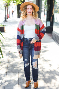 Fall Ready Multicolor Striped Slouchy Open Cardigan