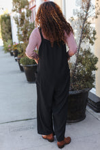 Load image into Gallery viewer, Feeing Joyful Black Wide Leg Adjustable Baggy Bib Jumpsuit
