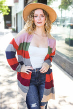 Load image into Gallery viewer, Fall Ready Multicolor Striped Slouchy Open Cardigan
