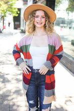 Load image into Gallery viewer, Fall Ready Multicolor Striped Slouchy Open Cardigan
